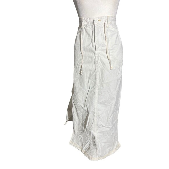 VTG Y2K Lucky Brand 100% COTTON Cargo Long Skirt Sz 12/31 Ivory Long Side Slit - Picture 5 of 16